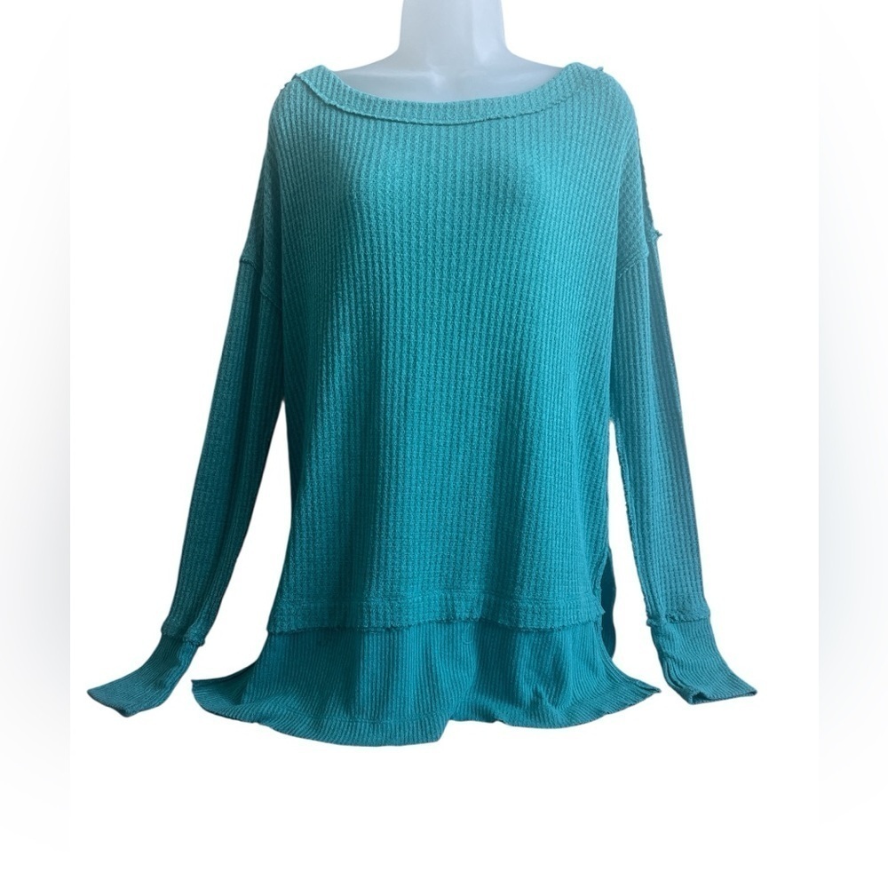 Free People We The Free Thermal Oversized Tunic Aqua Size XS